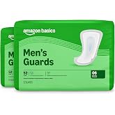Amazon Basics Men's Incontinence Guards, Maximum Absorbency, Moisture-Wicking with Odor Protection, One Size Fits Most, 104 Count (2 Packs of 52), Packaging May Vary