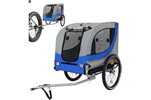 THCTVOUS Large Dog Trailer for Bike, Folding Bike Trailer for Dogs with 18.9" Wheels, 120LB Capacity All-Terrain Pet Carrier, Universal Bicycle Coupler