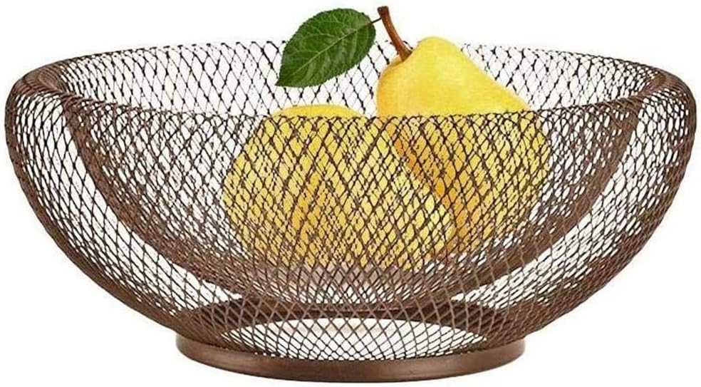 Zairmb Double-layer Metal Wire Fruit Bowls Household Fruit Vegetable Storage Baskets European Style Decorative Display Fruit Basket Holder Keeps Fruits and Veg Fresh-25.5 x 13 cm