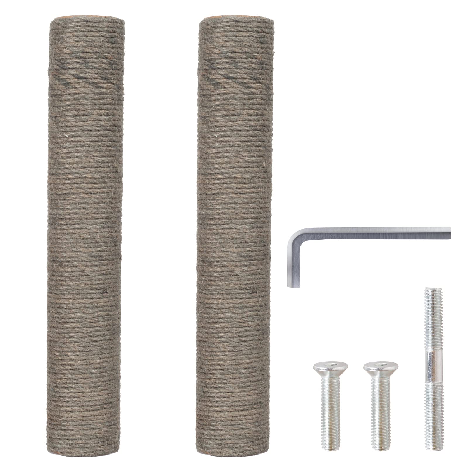 Pinkgarden Natural Sisal Replacement Cat Scratching Post, M8 Cat Scratch Post Refill Pole Parts for Refurbishment, Grey, Include Screws