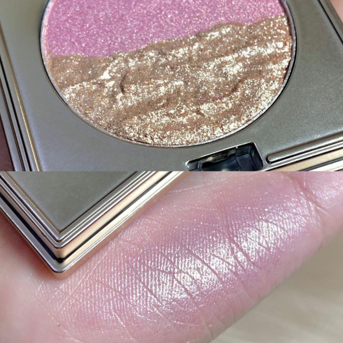 KARLOR 2-in-1 Highlighter Blush Powder, Pink & Golden Highlighter Blush Palette Make Up Face Powder Shimmer Highlight Makeup (02#)