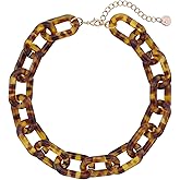 Firstmeet Chunky Acrylic Choker Oval Link Chain Cuban Necklace for Women Men