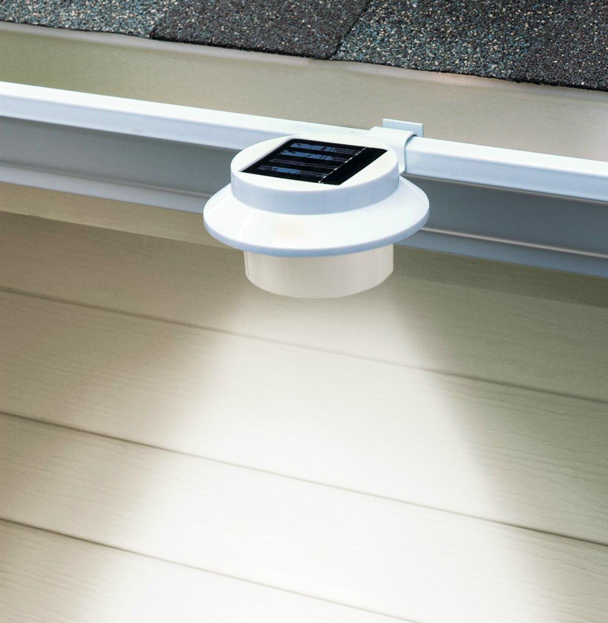 Solar LED Light - Sun Powered Energy Saving Night Utility Security Lamp Portable For Indoor Outdoor Any House Yard Gutter Fence Garden Garage Shed Walkways Stairs Anywhere Safety Lighting in White