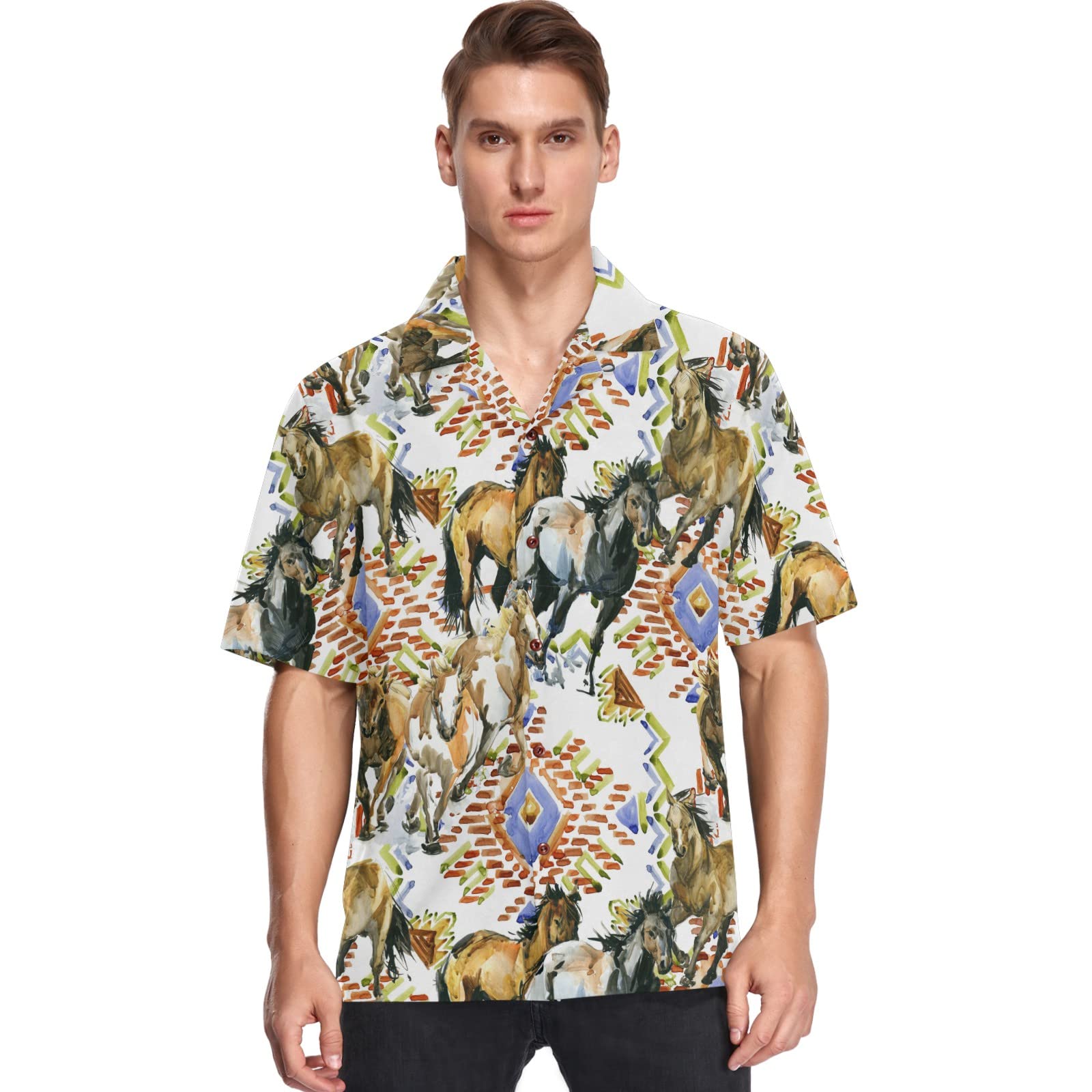 visesunny Horses Wild Western Pattern Men's