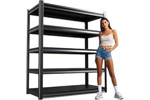 AOJUFEO Garage Shelving Heavy Duty Storage Shelves Easy Assembly 5 Tier Adjustable Metal Shelving Utility Shelf Rack Garage Storage Organizer for Garage, Basement, Warehouse (72" H x 59" W x 19.7" D)