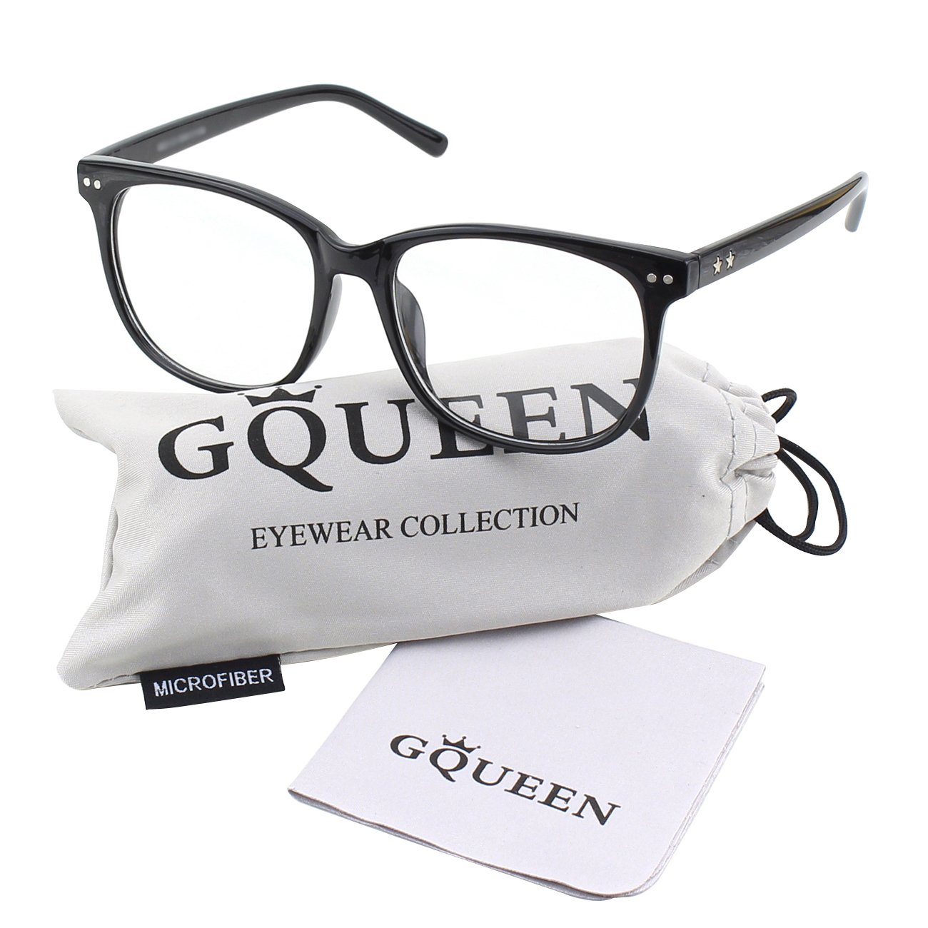 GQUEEN Fake Non Prescription Glasses Clear Lens for Women Men Oversized Frame UV400 Protection, 201581