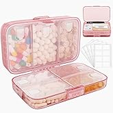 FYY Weekly Pill Organizer with Labels,8 Compartments Travel Daily Pill Case Airtight Moistureproof Large Pill Box to Hold Vit