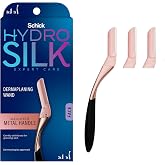 Schick Hydro Silk Dermaplane Razor for Women Face, 1 Handle &amp; 3 Refills | Peach fuzz hair remover, Exfoliating face razors for women, Rose gold metal handle, Eyebrow shaper, Dermaplaning tool