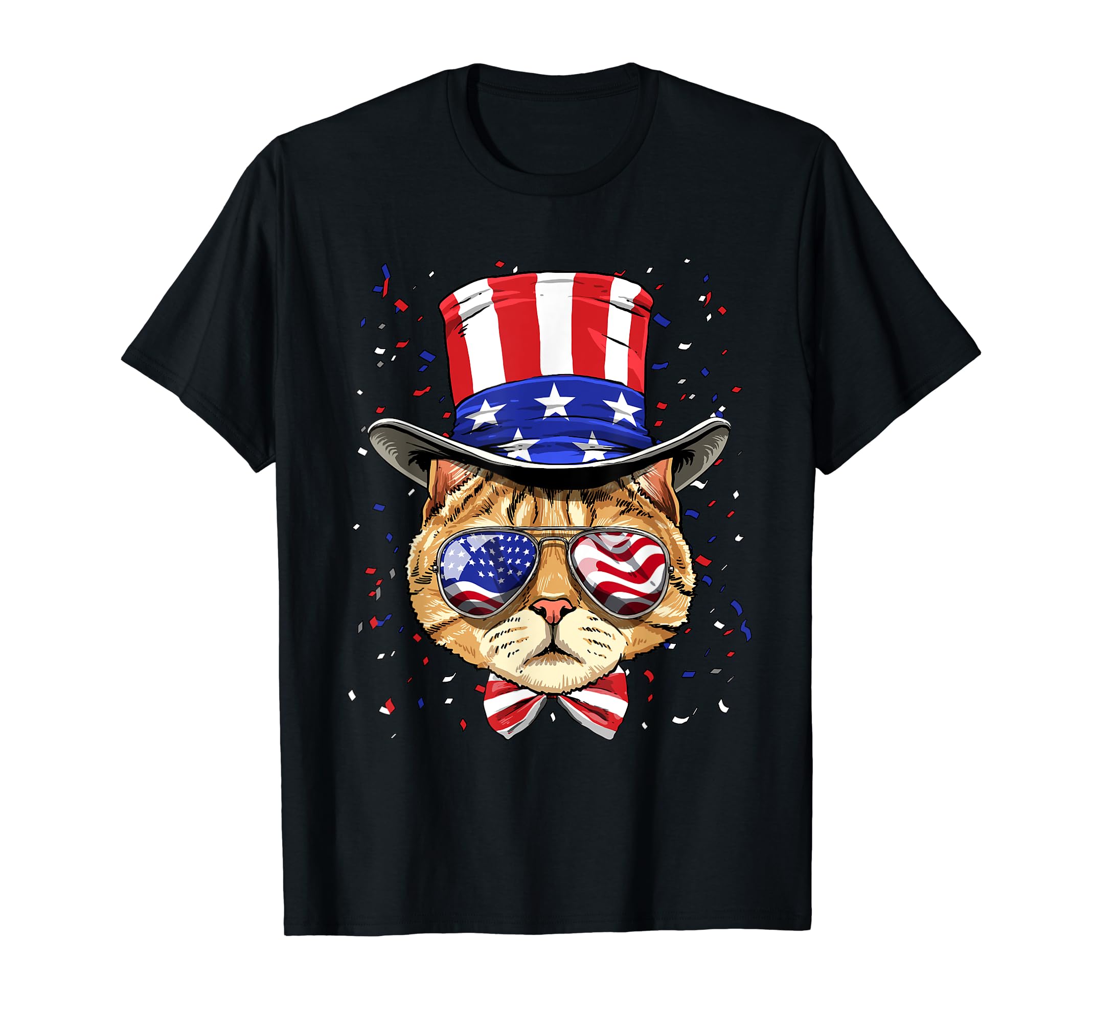 Cat 4th of July American Cat USA Flag T-Shirt