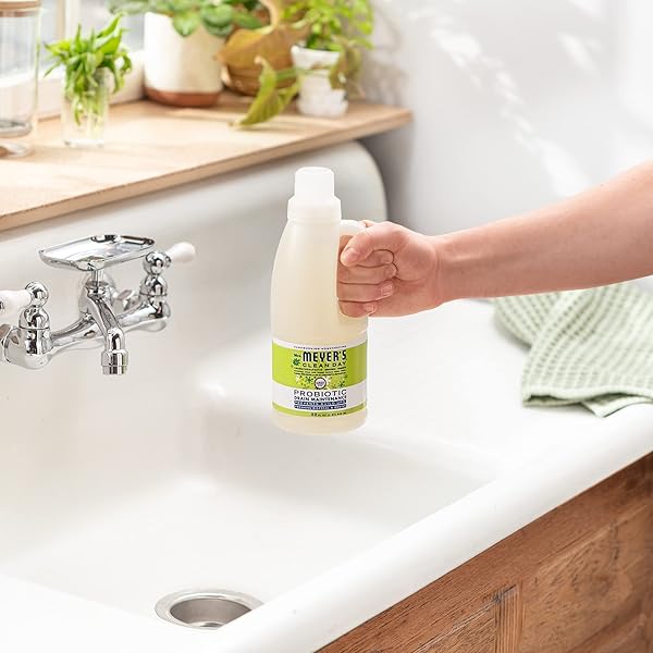 MRS. MEYER’S CLEAN DAY PROBIOTIC DRAIN MAINTENANCE LIQUID, LEMON VERBENA, FRESHENS DISPOSALS AND DRAINS, 32 FL OZ
