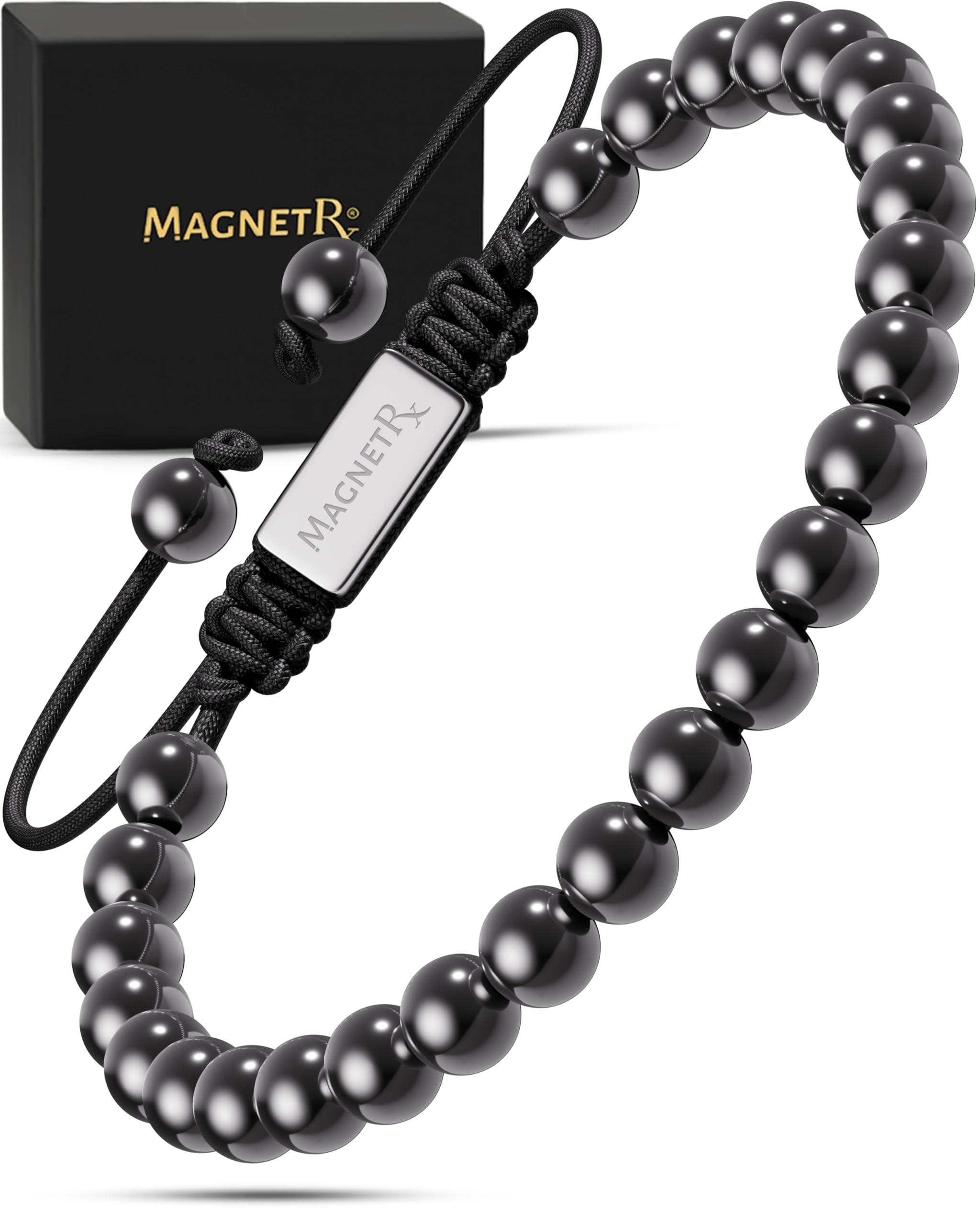 MagnetRX® Magnetic Hematite Bracelet – MAX Strength Magnetic Stones – Beaded Magnetic Bracelets for Men and Women (Classic 6mm Bead)