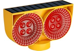 RISOON Solar Strobe Warning Light, Solar LED Construction Light, Solar Barricade Warning Light, Solar Traffic Signal Strobe Light, High-Intensity Strobe Light For Highway/Road Safety Signs (Red light)