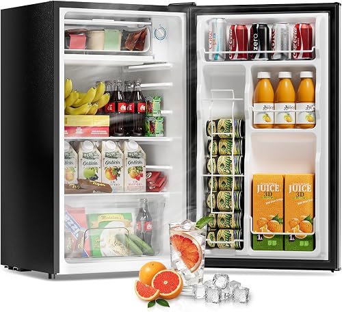 Frostorm 3.2 Cu Ft Mini Fridge with Freezer - Energy Efficient, Large Capacity Single Door Upright Freezer for Bedroom, Office & Dorm | Small Fridge, Reversible Door, ETL Certified(Silver)