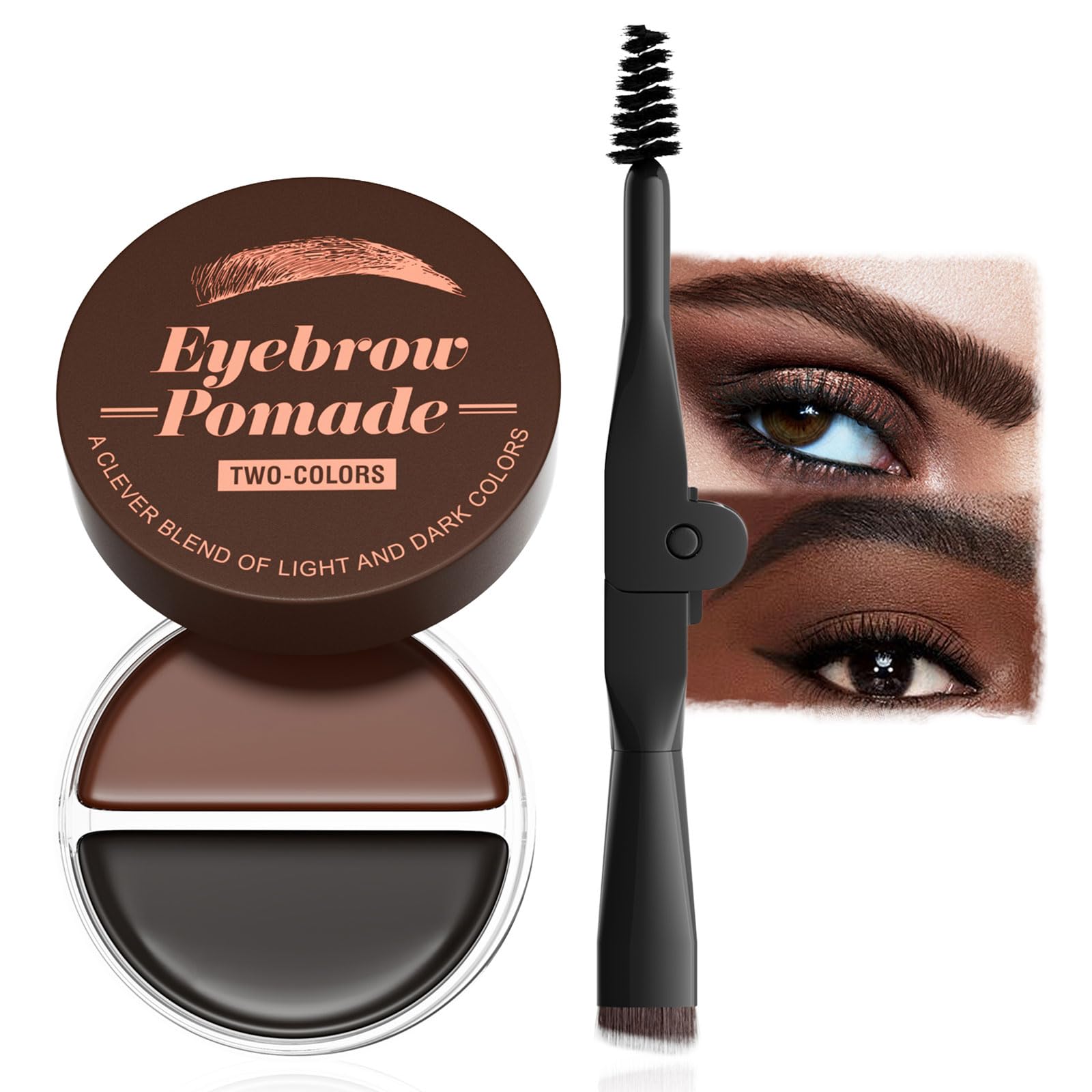 Eyebrow Pomade Brow Dye - 2 in 1 Waterproof Eyebrow Gel Long Lasting Brow Pomade with Brush, Eyebrow Brow Pomade Professional Makeup Tinted Eyebrow for Holiday Parties Makeup (#03)