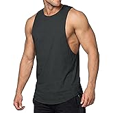 JMIERR Mens Drop Arm Tank Tops Gym Workout Sleeveless Muscle Shirts Cut Off Summer Tee Shirt