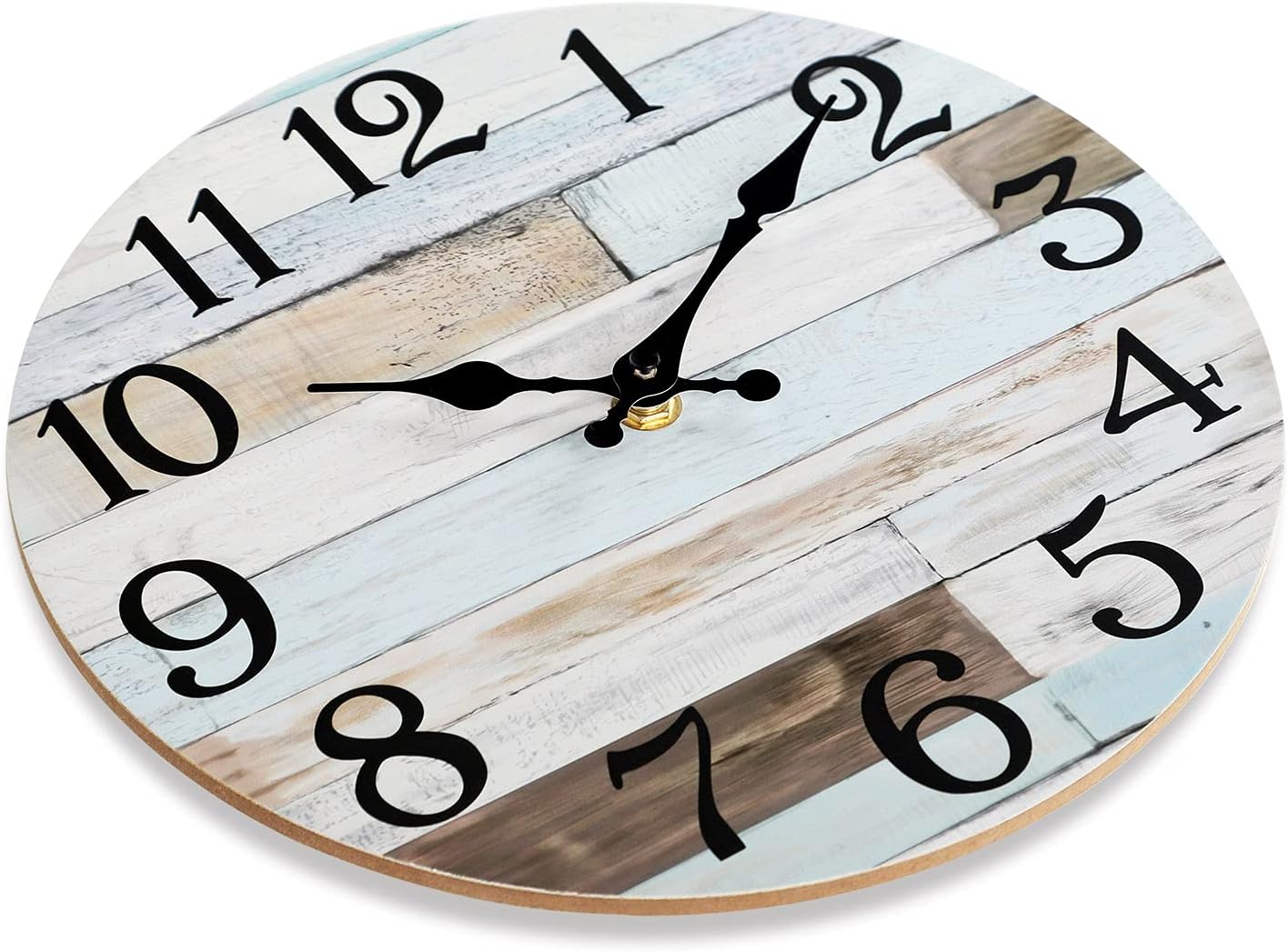 Wall Clock - 10 Inch Silent Non-Ticking Wooden Wall Clocks Battery Operated - Country Retro Rustic Style Decorative for Living Room Kitchen Home Bathroom Bedroom: Kitchen & Dining