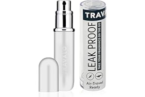 Travalo Classic HD Perfume Atomizer | Genie-S TSA Approved Travel Perfume Bottle Refillable | Reusable Airtight Easy-Fill Mini Pump Sprayer | Lightweight Elegant Design w/Volume Window | White 0.17oz