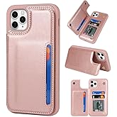 iCoverCase Compatible with iPhone 11 Pro Max Phone Case with Card Holder, Wallet Case for Women Men RFID Blocking PU Leather Protective Case 6.5 Inch (Rose Gold)