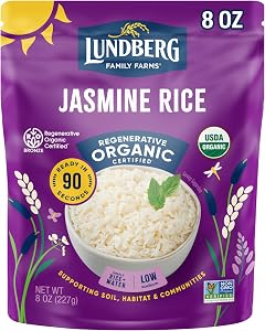 Lundberg Organic Jasmine Rice, Long Grain White Rice, 8oz | Microwave Ready in 90 Seconds, Regenerative Organic Certified, Gl