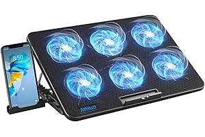 AIMIUZI Laptop Cooling Pad, Gaming Laptop Cooler with 6 Quiet Fans, Laptop Fan Cooling Pad Fits 12-17 Inch Laptop, USB Port P