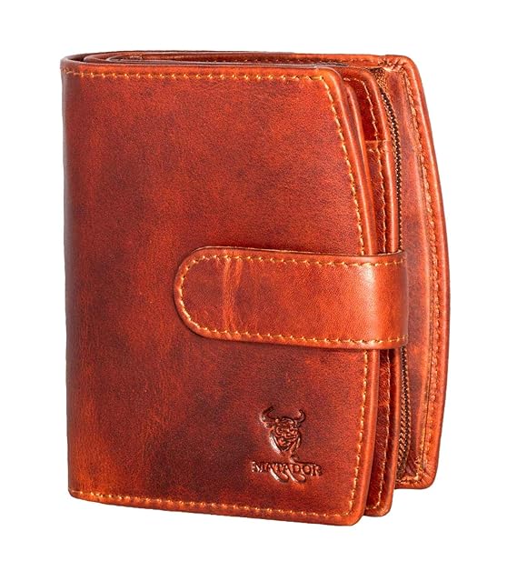 MATADOR Damen Leder Geldbörse RFID Antik Vintage Braun