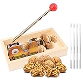 Nut Cracker Tool, Heavy Duty Walnut Cracker with 4 Forks & Wooden Base, Adjustable Nuts Tongs Manual Nut Crackers for All Nuts, Walnut Pecan Macadamia Hazelnuts Chestnut
