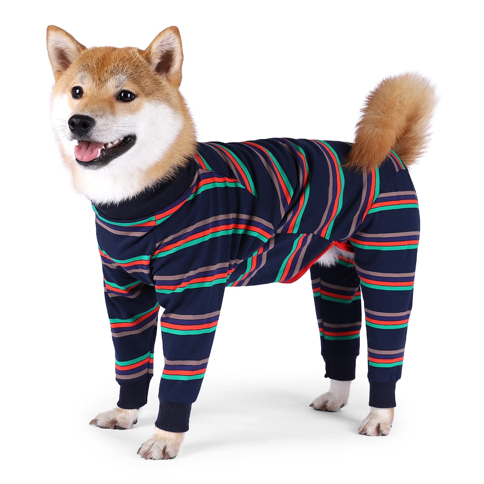 Dog Surgery Recovery Suit Onesie With Legs Long Sleeves Breathable Post Surgery Pyjamas Anti Lick Abdominal Wound Dog Cone Alternative For Pet Dogs (L, Blue)