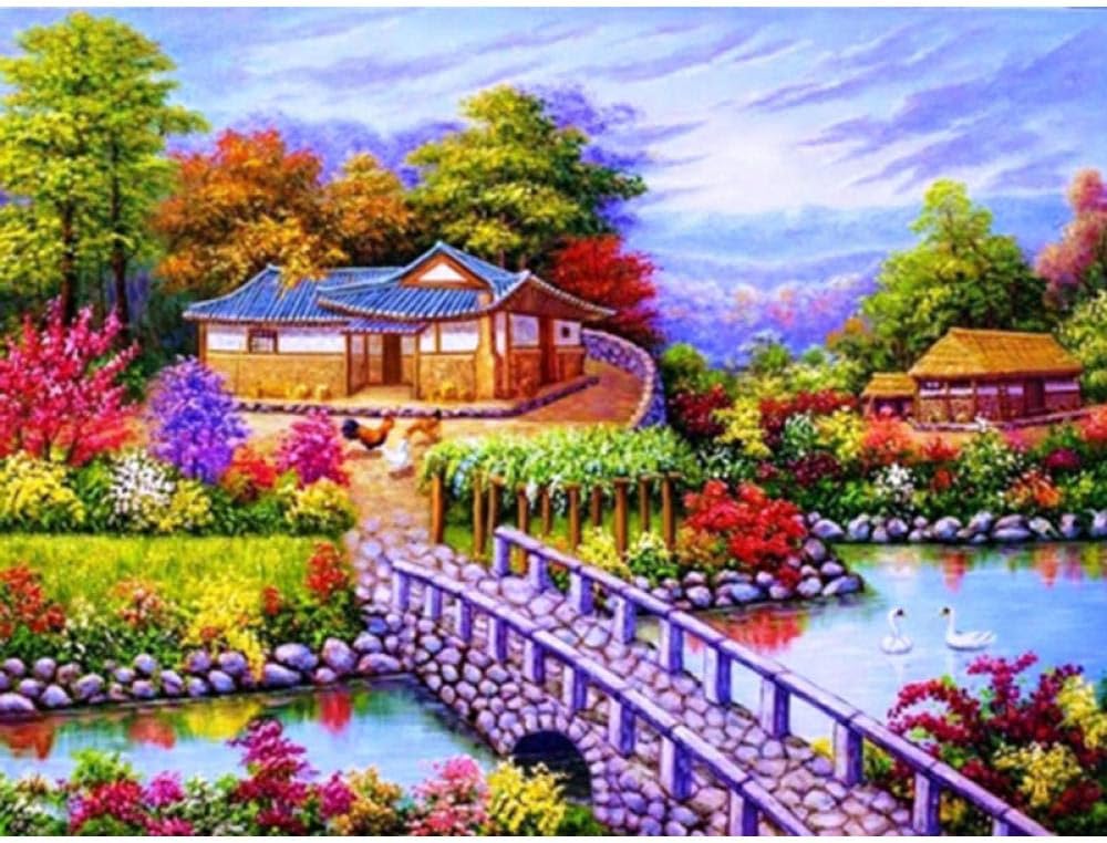Diamond Painting Cross Stitch Cartoon Scenery Pattern Full Round Pictures Diamond Mosaic Landscape Home Decor