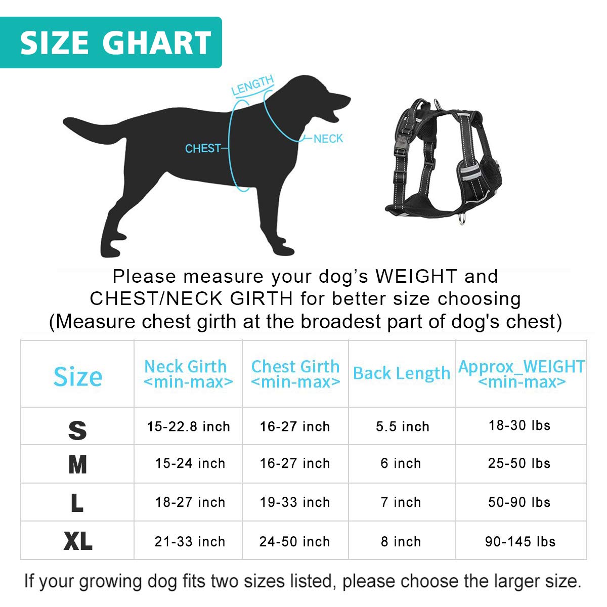 WINSEE Dog Harness No Pull, Pet Harnesses with Dog Collar, Adjustable