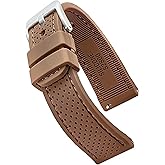 ALPINE Sporty Premium Soft Silicone Adjustable 20mm Watch Band - Replacement Rubber Watch Bands for Women & Men-Waterproof Quick Release Watch Straps-Compatible with Regular & Smart Watch Bands-Brown