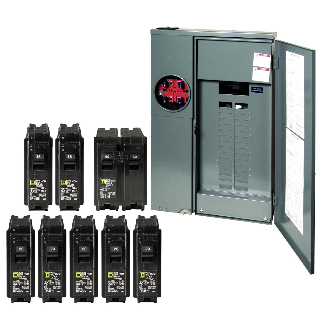 Square D by Schneider Electric CSEDVP1 Homeline 200-Amp 30-Space 40-Circuit  Outdoor Main Breaker Combination Service Device Value Pack - Circuit  Breaker ...