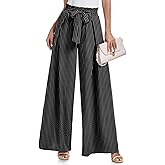 Lepunuo Wide Leg Pants for Women High Waisted Palazzo Pants Work Casual Flowy Tie Knot Trousers with Pockets