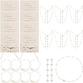 Quelay 32 Pcs 8 Sets Bridesmaids Plated Pearl Jewelry Gold Adjustable Necklace Set with Bracelet, Earrings and Jewelry Pouch for Women Wedding Bride Shower Gift