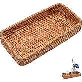 Wuyituart 8 Inch Small Rattan Basket Handwoven Serving Tray Storage Blasket Decorative Tray for Home Decor, 8.3"x4.3"