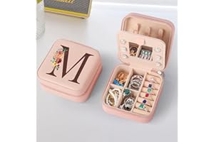 Parima Gifts for Mom - Mothers Day Gifts for Wife, Personalized Birthday Gifts for Mom, Mom Gifts From Daughter, Mother In Law Gifts, Mama Gift Idea, Travel Jewelry Case for Mom Women - Letter M, Pink