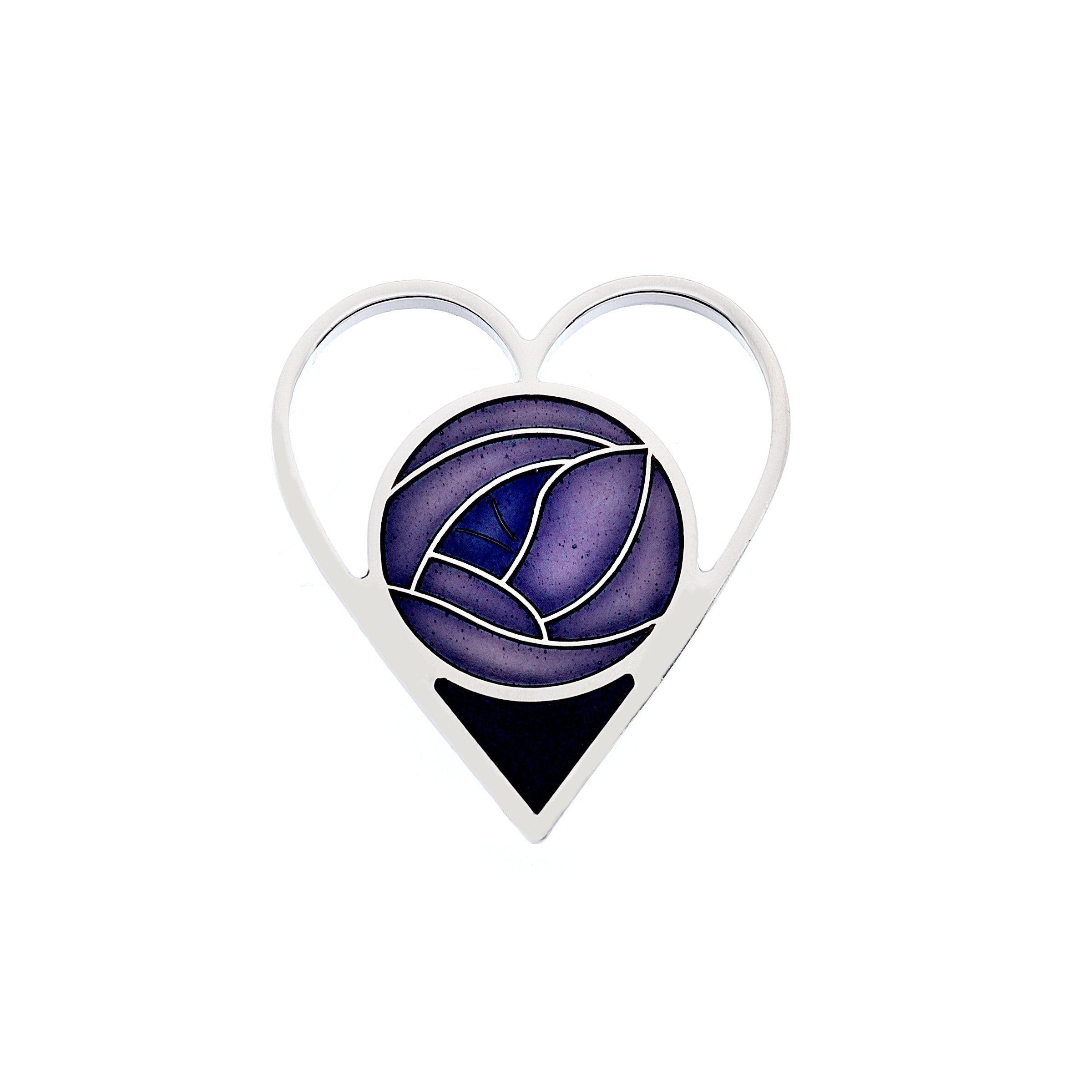 Sea Gems Ladies Rennie Mackintosh Design 34MM Heart Brooch in Gift Box 7324 (Purple)