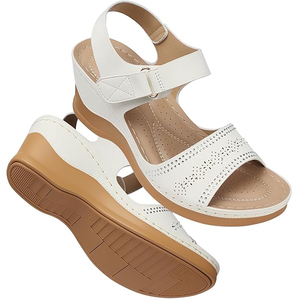 Comfortable Wedge Sandals For Women – Ankle Strap Closed Toe Espadrilles For Casual Summer Wear
