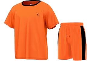 Essenclo Boys Athletic Shorts and Performance T-Shirt Crew Neck Boy Clothes Set, Summer Kids Outfit Size 3-16 (2 Pcs Set)