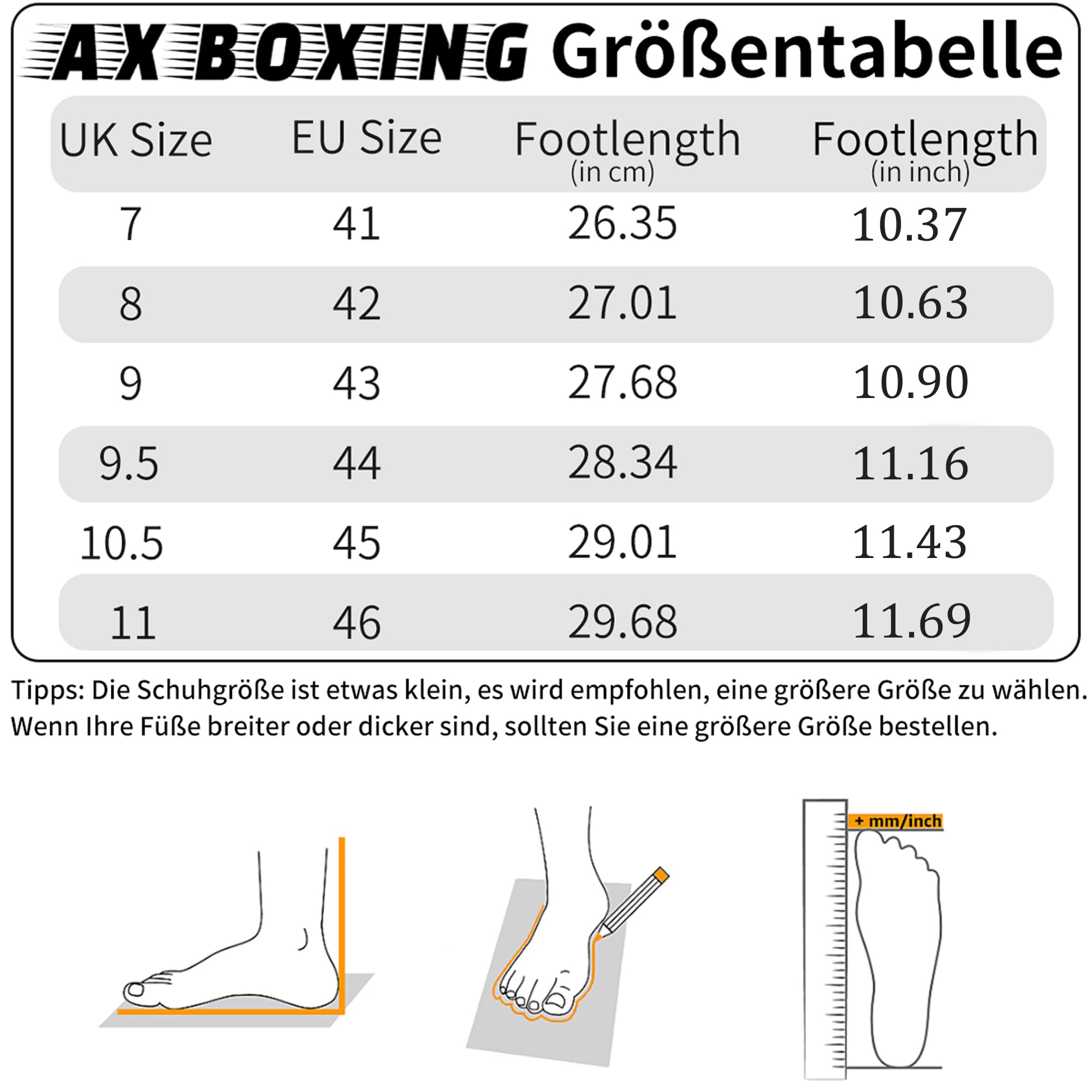 AX BOXING Freizeitschuhe Herren Sneakers Walkingschuhe Mode Schuhe Leichte Trainers Sportschuhe Größe 41-46 EU (1018_Grau, 44 EU) 9