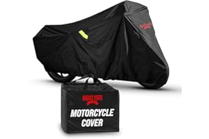 Badass Moto Ultimate Motorcycle Cover Waterproof Outdoor Heavy Duty Fits Harley Davidson Sportster Cover Durable Rain Sun Weather Shelter For Triumph, Fat Bob, Indian Scout, Sport Bike, Medium Cruiser