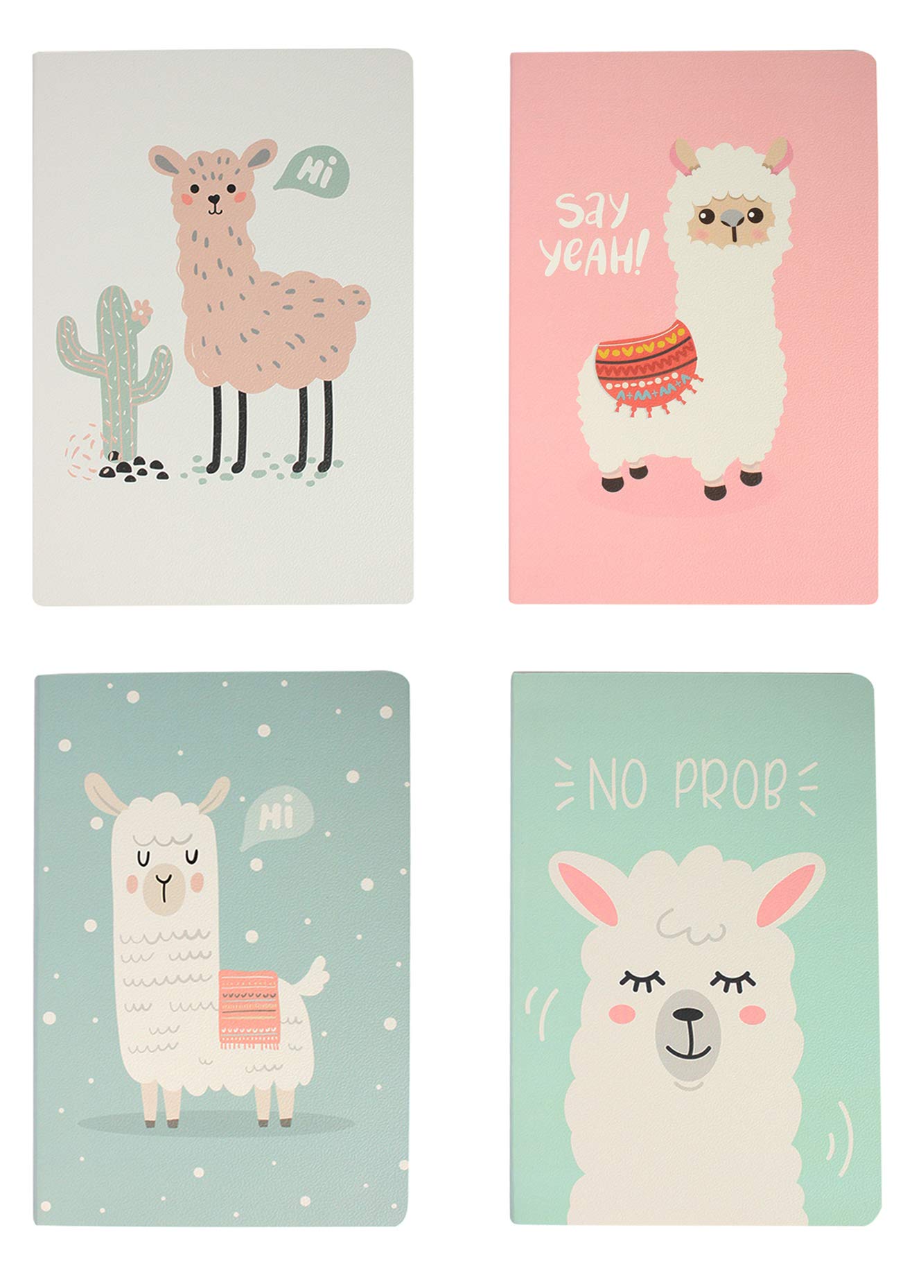 Emartbuy Llama Soft Cover Exercise Book Diary Notebook Notepad Writing Journal Ruled B5 Size 32 Sheets (64 Pages) - Set of 4