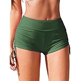 AI'MAGE Womens 3" Swim Board Shorts High Waisted Bathing Suit Bottoms Boy Shorts Adjustable Ruched Side Bikini Shorts S-XXL