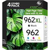 962XL Ink Cartridges Combo Pack Replacement for HP 962 Ink Black and Color | 4 Pack Black Cyan Yellow Magenta 962XL Ink Work for HP OfficeJet Pro 9015e 9018e 9025e 9012e 9015 9010 9012 9018 9020 9025