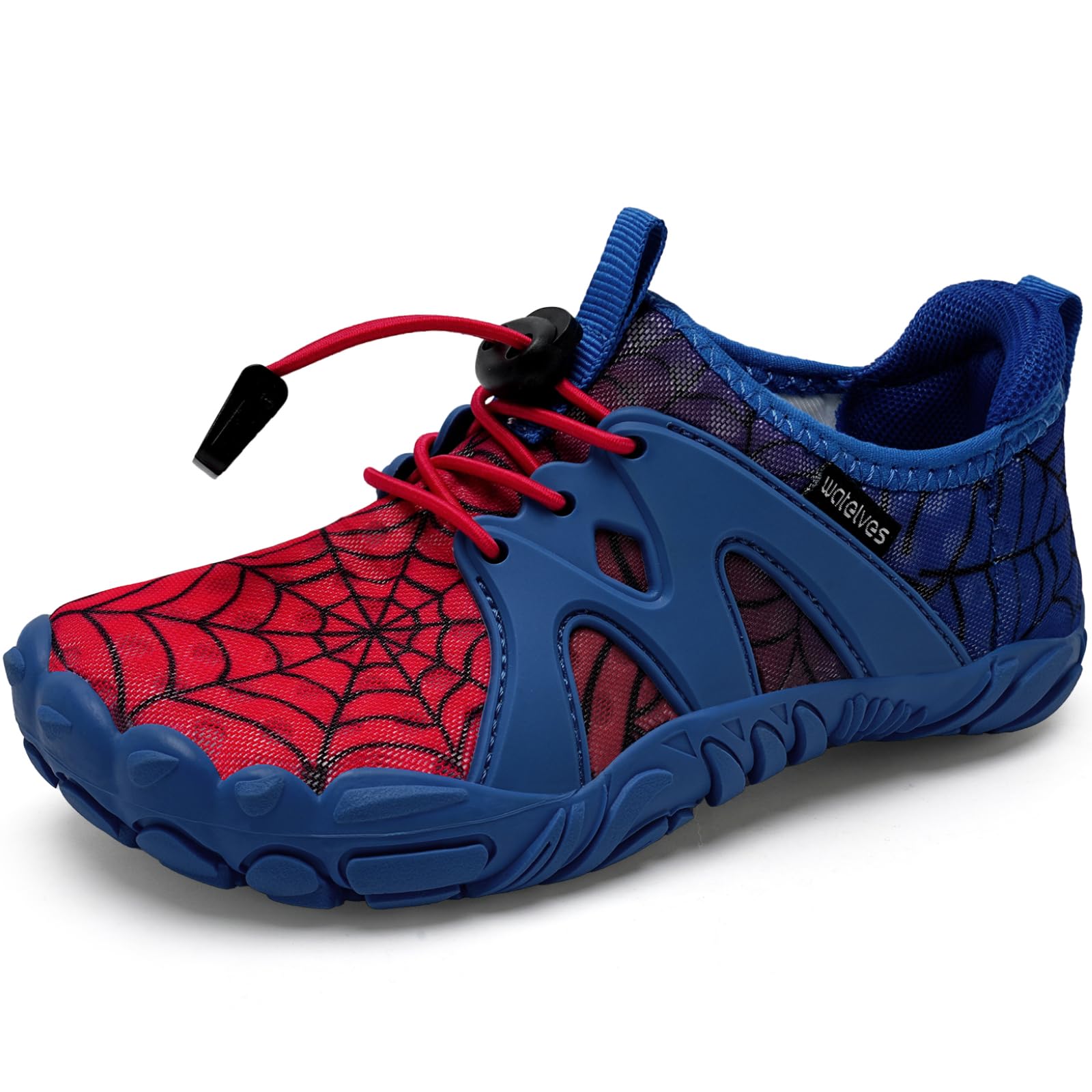 Photo 1 of WateLves Toddler/Little/Big/Kid Water Shoes Wide Barefoot Aqua Athletic Sneakers Girls Boys Hiking Beach Swim Fast Dry Shoes Built-in Heel Grips (Red Blue, 32)