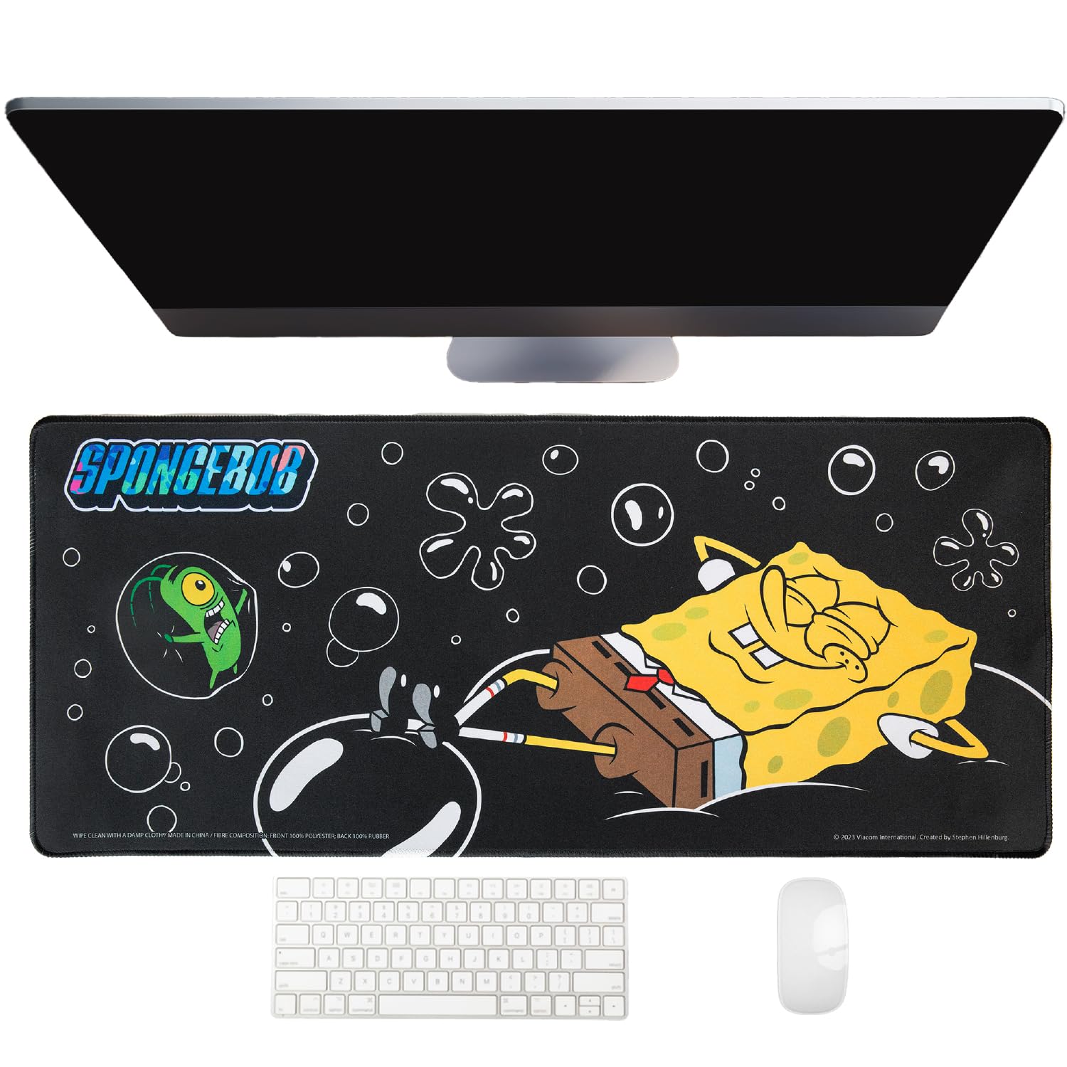 Spongebob Jumbo Desk Mat - Bubbles - Large Rubber Gaming and Work Desk Pad 70 x 30 Centimetres