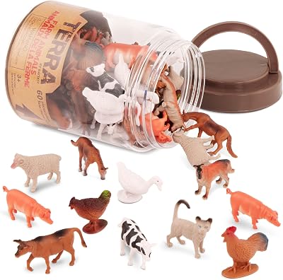 Terra by Battat 60pcs Farm Animals Toy Tube - Educational Playset