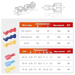 Nilight 480PCS/80 Pairs T-Tap Wire Connectors