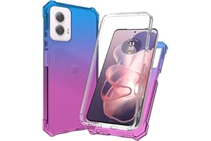 Ailiber Phone Case for Motorola G Power 5G 2024, with Screen Protector, Dual Layer Structure Protection, TPU Bumper, Heavy Duty, Rugged Shockproof Cell Phone Cover Case for Moto G Power 2024-Blue Pink