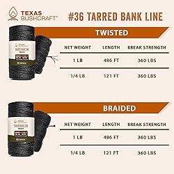 Texas Bushcraft Tarred Bank Line Twine - #36 Black