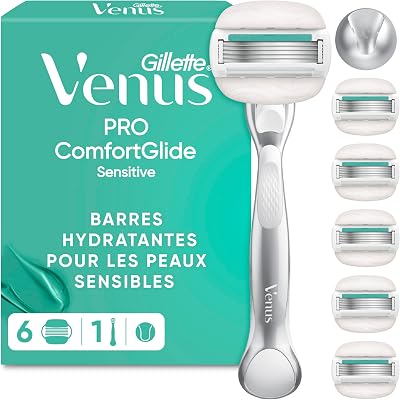 Rasoir Femme Pro ComfortGlide Sensitive, 6 Recharges, Argent